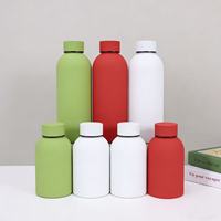 Botella de agua de acero inoxidable 304, botella de bebida deportiva de boca pequeña de una sola capa con correa de transporte, diseño portátil colorido, nuevo