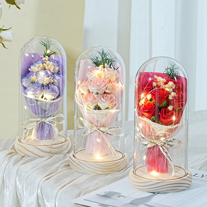 AM-SPD10 Ammy 7 Ramo Pequeño de Rosas de Jabón en Cúpula de Cristal, Recuerdos de <span class=keywords><strong>Boda</strong></span>, Regalo para el Día de la Madre, Decoraciones para el Hogar - Product Image 1
