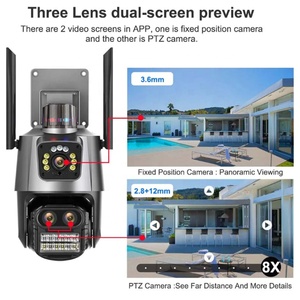 Ba ống kính giám sát an ninh máy ảnh 3*3MP <span class=keywords><strong>bluetooth</strong></span> kết nối ánh sáng & còi báo động Kỹ Thuật Số Zoom máy ảnh không dây - Product Image 4