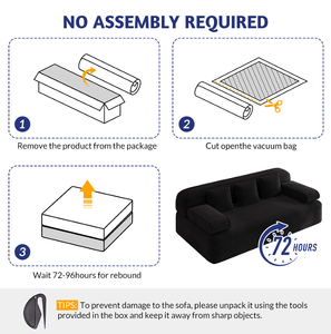 Frameless <b>Sofa</b> <b>Set</b> <b>2</b>-in-<b>1</b> Convertible <b>Sofa</b> Bed <b>3</b> Pillows-Plush Corduroy Fabric Modern Multi-Functional <b>3</b>-Seater Apartment <b>Sofa</b> - Product Image 4