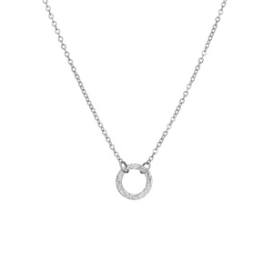 Hueco de acero inoxidable colgante collares patrón de círculo collar de cadena de las mujeres - Product Image 3