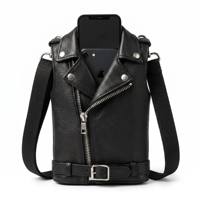 Tenue de poupée de mode personnalisée : Gilet de motard en cuir PU, sac bandoulière, pochette de téléphone portable, personnalisation sur mesure