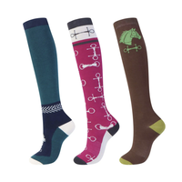 Chaussettes d'équitation colorées extensibles et respirantes unisexe Chaussettes de compression équestres évacuant l'humidité