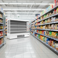 Supermarkt vrieskisten open display koelkast drievoudige deuren 5 schappen luchtkoeling multideck koeler voor fruit en groenten