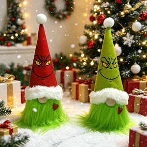 Muñeco de Peluche del Grinch Navideño con Cabello Verde, Gnomo sin Rostro, Tomte, Nisse, Duende, Adorno para el Hogar, Decoración Navideña para Escritorio, Regalo - Product Image 1