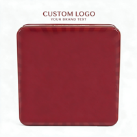 Boîte à biscuits carrée rouge personnalisée avec logo, en métal et fer blanc, avec couvercle, pour emballage cadeau de biscuits et bonbons