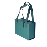 Boîte cadeau rigide pliable haut de gamme en forme de livre, gris foncé personnalisé, avec poignées en cuir PU et fermeture magnétique, pour sérum de soin de la peau