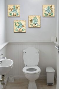 Tranh Sơn Dầu Nghệ Thuật Treo Tường Đại Dương Cuộc Sống Biển Dưới Nước Thế Giới Rùa Biển Cá Vàng Sao Biển In Với Khung Cho Phòng Tắm - Product Image 3