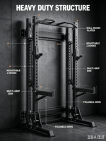 Rack de squat mural en acier pliable, barre de traction, rack d'entraînement fonctionnel multi-stations, cage de musculation Smith