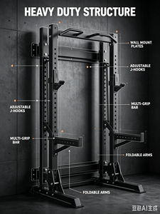 Rack de Sentadillas <span class=keywords><strong>Plegable</strong></span> de Acero para Montaje en Pared, Barra de Tracción, Rack de Entrenamiento Funcional Multi-Estación, Jaula de Levantamiento de Pesas, Smith - Product Image 6
