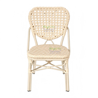 Chaise de salle à manger en osier beige clair HappyLife, chaise de patio à dossier rond, chaises de bistrot d'extérieur