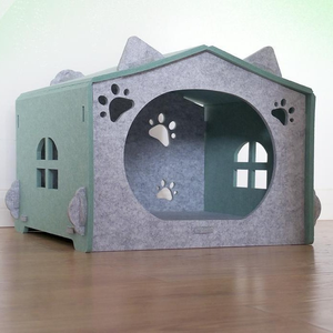 Casa para Gatos de Fieltro DIY, Desmontable y Plegable, con Orejas de Gato, Personalizable para Gatos de Interior, Ecológica - Product Image 4