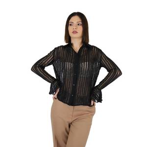 Zahjr Donna Camicia Nero Chemise en dentelle à manches longues pour femme - Product Image 1
