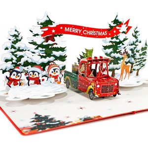 Christmas Pop-Up 3D Rectangle Holiday Greeting Card 6x8in 4-Color Digital Printed with <b>Gloss</b> Lamination for Family and Friends - Product Image 5