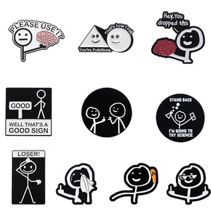Schattige Stickman Metalen Pinnen Grappige Humoristische Citaten Mens Broches Revers Badges Hoed Letter Zacht Email Pin Voor Vrienden - Product Image 2