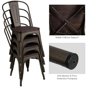 Ghế nhà hàng phong cách công nghiệp, kiểu nông trại, cổ điển, retro, quán cà phê, kim loại, ghế ăn - Product Image 4