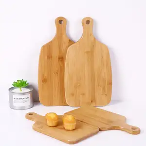 Tabla de madera de bambú con forma Irregular para picar pizza, tabla de servicio de madera