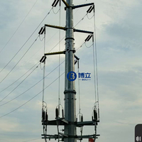 Poteau de ligne de transmission 10KV 35KV 110KV 220KV, tube galvanisé, poteau électrique monopolaire, tube en acier, tour tubulaire galvanisée à chaud