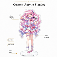 Standee Akrilik Anime Custom UV Printing dengan Epoxy Dome Relief, Slot Tunggal, Figur Akrilik, Hadiah untuk Penggemar Karakter Anime