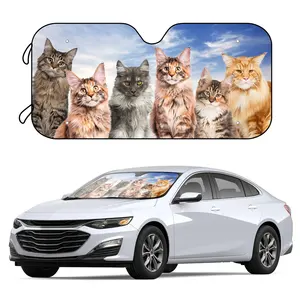 Car UV Sunshade Protect Your Car from the Sun Car Sunshade Animal Cats Foldable for Storage With Accessories 4 Free Suction Cups