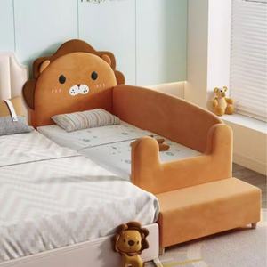 Letto singolo moderno in legno JINS Little Lion per bambini, con protezione laterale e sponda di sicurezza, per uso in camera da letto. - Product Image 2