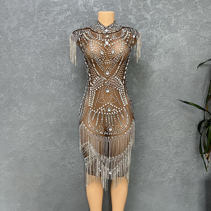 Robe <span class=keywords><strong>de</strong></span> soirée élégante pour <span class=keywords><strong>femme</strong></span>, en tissu extensible, ornée <span class=keywords><strong>de</strong></span> strass, translucide, sexy, <span class=keywords><strong>de</strong></span> haute qualité, collection <span class=keywords><strong>2022</strong></span> - Product Image 2
