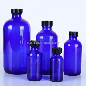 Flacone in Vetro Trasparente Blu per Cosmetici, Vuoto, 15ml 30ml 60ml 120ml 240ml 480ml 1000ml, con Tappo in Bakelite - Product Image 1