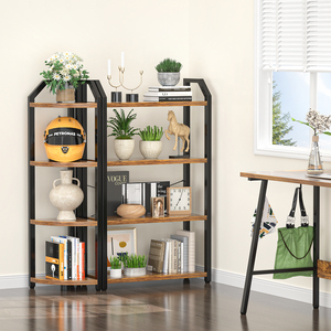 Estantería Metálica Reversible de 4 Niveles y Doble <span class=keywords><strong>Ancho</strong></span>, Juego de 2 Estantes Abiertos Grandes, Diseño Moderno y Ecológico para Sala de Estar, Dormitorio y Hogar - Product Image 5