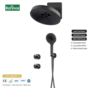 Luxury Polished Black Concealed <b>Shower</b> Mixer Rainfall Head Dual Knob <b>Control</b> Handheld <b>Shower</b> Brass Stainless Steel Apartment - Product Image 1