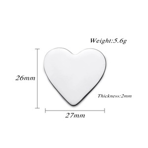 Pendentifs Cœur Vides en Acier Inoxydable Poli, Breloques Cœur Métalliques Gravables pour Estampage de Bijoux et Fabrication DIY - Product Image 2