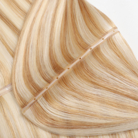 Extensions de cheveux humains vierges russes 100% naturelles Genius Wefts, invisibles, avec cuticules alignées, extensions de cheveux à trame cutanée avec trous