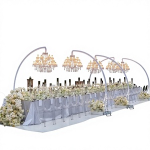 Lámpara de araña LEDA moderna de metal y hierro con forma de semicírculo, en negro/blanco/dorado, colores personalizados para eventos de boda, fiestas en interiores y exteriores - Product Image 1