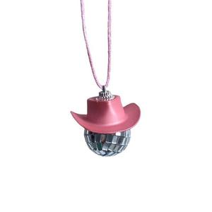<b>Mini</b> Car Carrying <b>Disco</b> <b>Disco</b> Necklace Pendant Glass Mirror <b>Ball</b> Cowboy Hat Party Decorations - Product Image 4