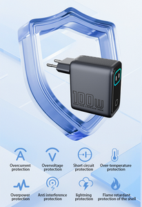 เครื่องชาร์จโทรศัพท์ GAN 100W 3พอร์ต USB C PD 3.1 PPS ชาร์จเร็วอะแดปเตอร์แปลงไฟสำหรับ MacBook แล็ปท็อป <span class=keywords><strong>iPhone</strong></span> 17 16 15 PRO MAX แท็บเล็ต - Product Image 5