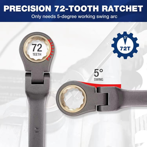 18mm Premium Quality Metric Swivel Head Ratchet <strong>Wrench</strong> Cr-V Constructed With Black Nickel Plating - Product Image 2