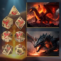 Jeu de dés en métal pour jeu de rôle Fire Dragon, jeu de dés polyédrique avec police unique