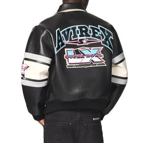 Authentic AVIREX Original Factory American Size Varsity Coats High Quality Natural French <strong>Lambskin</strong> Genuine <strong>Leather</strong> <strong>Jackets</strong> - Product Image 5