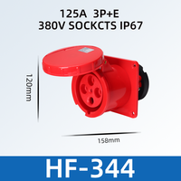 Connecteurs de prise industrielle HFE 380V/400V/415V 4 pôles 125A 3P+E 4P 4 broches à contact en cuivre, boîtier en nylon IP67, montage en surface