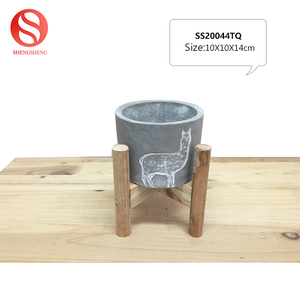 Motif animalier personnalisé LOGO parrot pot de fleur de ciment avec support en bois - Product Image 3