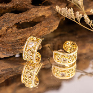 ต่างหูแบบห่วง Anmiya สไตล์วินเทจ ชุบเงิน ผลิตจากโลหะผสมทองแดงคุณภาพสูง ดีไซน์โบฮีเมียนหรูหราสำหรับผู้หญิง รับประกัน 2 ปี - Product Image 1