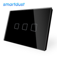 Interrupteur tactile Wi-Fi 3 voies Smartdust US AU Standard, commande vocale via application Alexa Tuya, automatisation de la maison intelligente