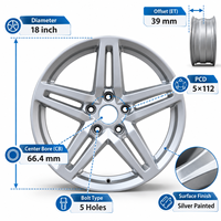 Jantes de voiture en alliage personnalisées de 18 pouces, couleur argent, pour Audi, remplacement de jantes de voiture, style racing, fournisseur de jantes de voiture