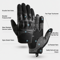 Gants anti-coupure OEM pour l'extérieur, niveau 5, coque en fibre de carbone, revêtement en cuir, antidérapants, compatibles écran tactile, pour travaux en extérieur
