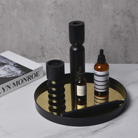 Ins — plateau miroir rond en fer métallique noir, décoration intérieure moderne de style nordique, avec miroir coloré, en promotion