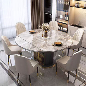Hanyee <span class=keywords><strong>2025</strong></span> Bàn Ăn Hiện Đại 4/6 Có Thể Gập Lại Ghế Sang Trọng Bằng Đá Cẩm Thạch Màu MDF <span class=keywords><strong>Top</strong></span> Đồ Nội Thất Nhà Cho Căn Hộ Khách Sạn Phòng Khách - Product Image 4