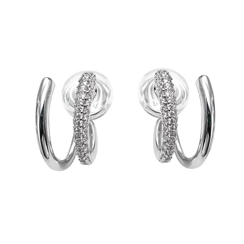 Sang trọng đôi vòng Zircon Bông tai nữ không có piercing muỗi cuộn tai clip tính khí Cá Tính Thời Trang Bông Tai Stud