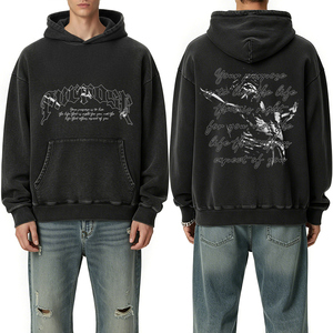 Sudadera con Capucha de Alta Calidad para Hombre, Diseño Personalizado DTG, Estampado Gráfico, Lavado Ácido, Logotipo Bordado, Talla Grande, Fabricante OEM - Product Image 1