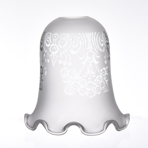 Chụp đèn thủy tinh chuông mờ với trang trí hoa phun cát. Đèn thủy tinh bao gồm cho đèn chùm đèn fan hâm mộ Đèn bóng râm - Product Image 1