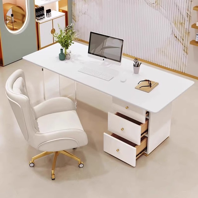 Modern Luxury Simple Cream Style Handmade Office Desk Durable Desktop Computer Writing Desk for Office or Small Apartment