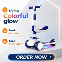 Trottinette électrique moderne et populaire pour enfants, pliable, à 3 roues, en plastique, pour garçons et filles de 1 à 12 ans